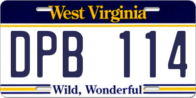 WV license plate DPB114
