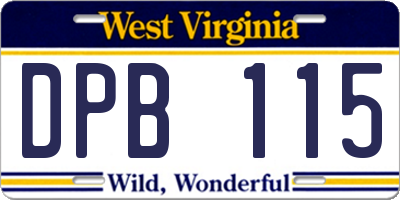 WV license plate DPB115