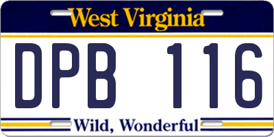 WV license plate DPB116