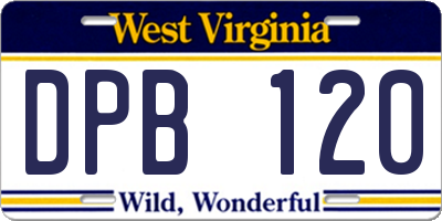 WV license plate DPB120