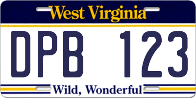 WV license plate DPB123