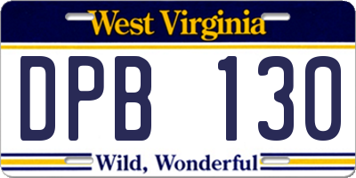WV license plate DPB130