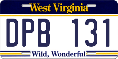 WV license plate DPB131