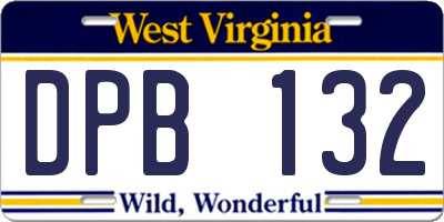 WV license plate DPB132
