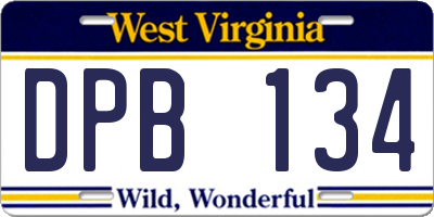 WV license plate DPB134