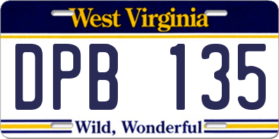 WV license plate DPB135