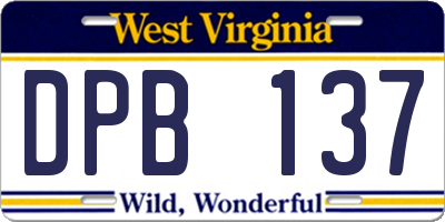 WV license plate DPB137