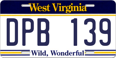 WV license plate DPB139