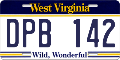 WV license plate DPB142