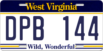 WV license plate DPB144