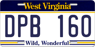 WV license plate DPB160