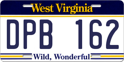 WV license plate DPB162