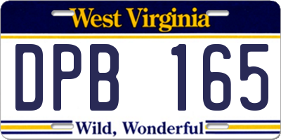 WV license plate DPB165