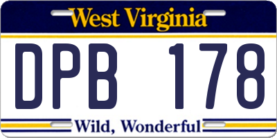 WV license plate DPB178