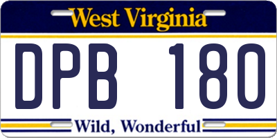 WV license plate DPB180
