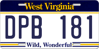 WV license plate DPB181