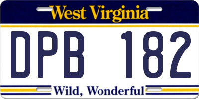 WV license plate DPB182