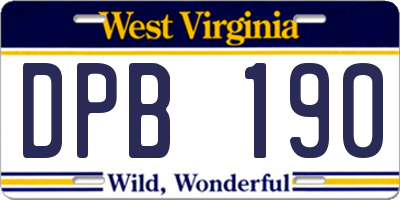 WV license plate DPB190