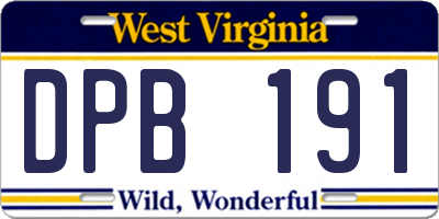WV license plate DPB191