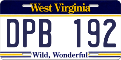 WV license plate DPB192