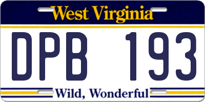 WV license plate DPB193