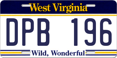 WV license plate DPB196
