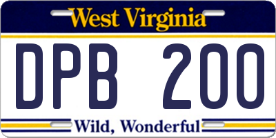 WV license plate DPB200