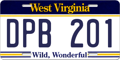WV license plate DPB201