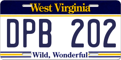 WV license plate DPB202
