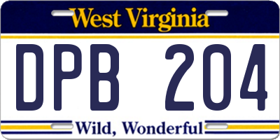 WV license plate DPB204