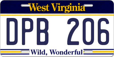 WV license plate DPB206