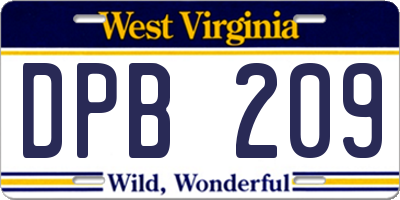 WV license plate DPB209