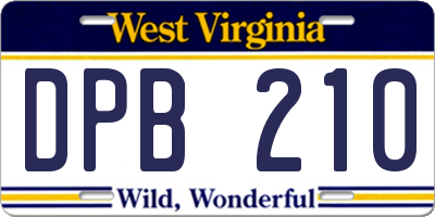 WV license plate DPB210