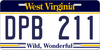 WV license plate DPB211