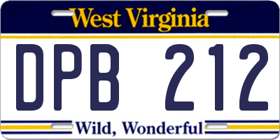 WV license plate DPB212