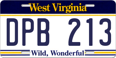 WV license plate DPB213