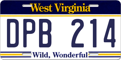 WV license plate DPB214