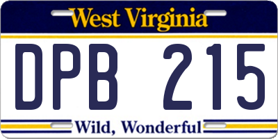 WV license plate DPB215