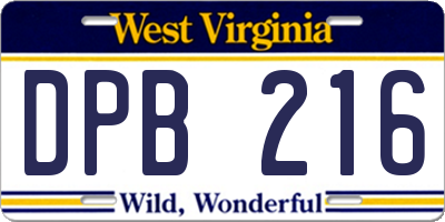 WV license plate DPB216