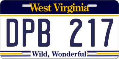 WV license plate DPB217