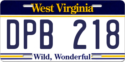 WV license plate DPB218