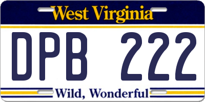 WV license plate DPB222