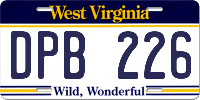 WV license plate DPB226