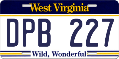 WV license plate DPB227