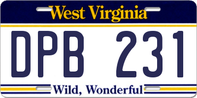 WV license plate DPB231