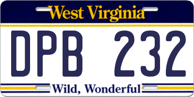 WV license plate DPB232