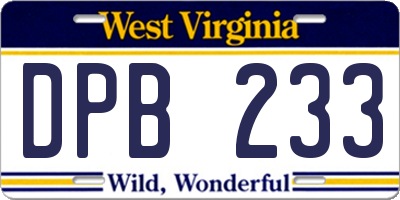 WV license plate DPB233