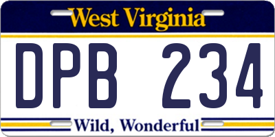 WV license plate DPB234