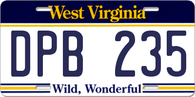 WV license plate DPB235
