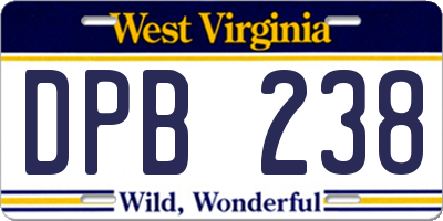 WV license plate DPB238